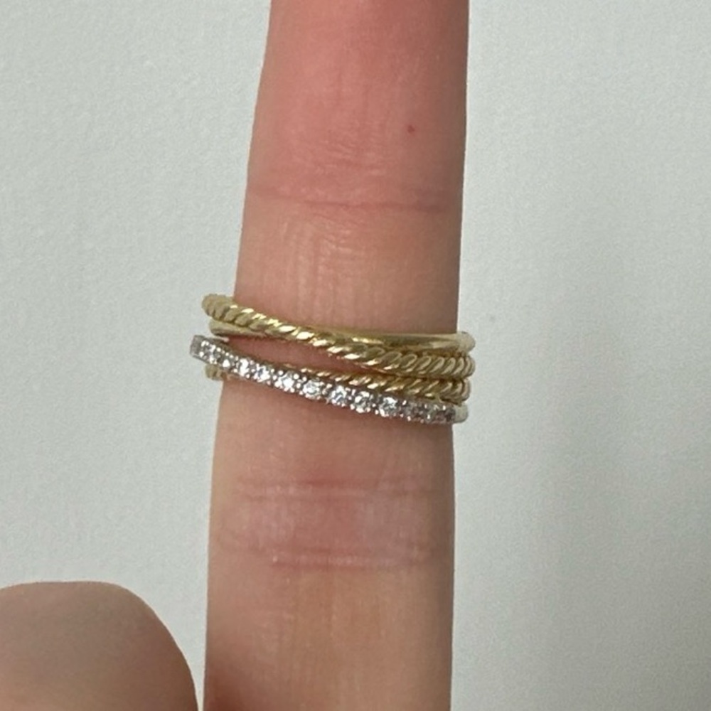 David Yurman 18k gold cable and natural diamond ring 7-8 size